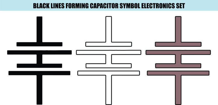 Three capacitor symbols black white brown electronics