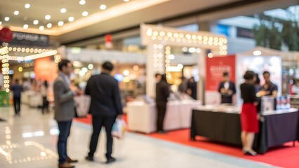 Obraz premium Blurred background shopping mall light bokeh business event in retail store. Blurry abstract background
