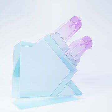 Frosted glass Knife icon isolated on white background. Cutlery symbol. Minimalism concept. 3D render illustration