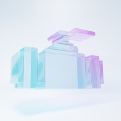 Fototapeta premium Frosted glass Industry metallic pipes and valve icon isolated on white background. Minimalism concept. 3D render illustration