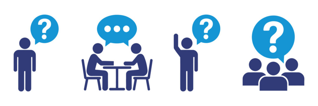 Question vector icon illustration, help and support communication symbol, information request sign