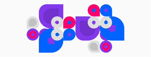 Fototapeta premium Abstract geometric shapes, vibrant colors, overlapping circles, playful composition. Modern design elements create visual interest.