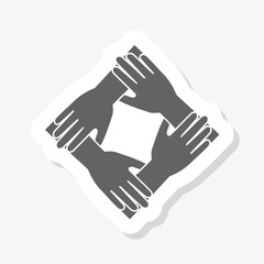 Fototapeta premium People putting their hands together icon sticker isolated on gray background