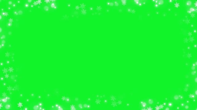 snowflake border animation on green screen background