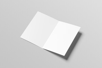 Blank Bi-Fold Brochure Mockup on Grey Background, Folded Paper Template for Branding and Print Design