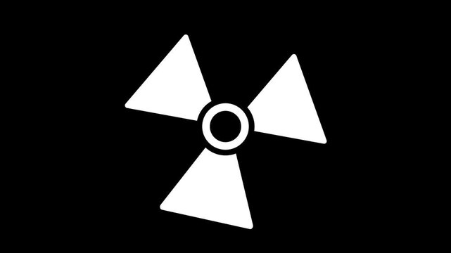 Radiation icon button animation with black background.