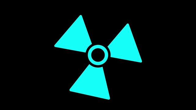 Radiation icon button animation with black background.