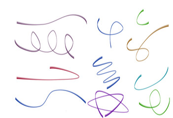 Set of hand drawn colorful swoop lines , doodle wavy lines, 