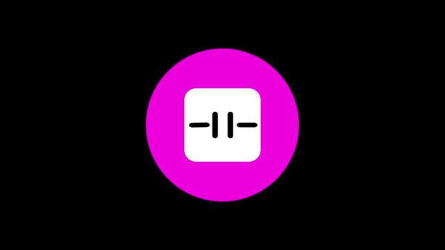 Electrolytic capacitor icon animation with white and magenta color on white background.