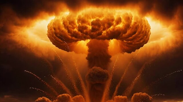 Realistic massive nuclear explosion mushroom cloud Concept.