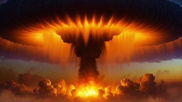 Realistic massive nuclear explosion mushroom cloud Concept.