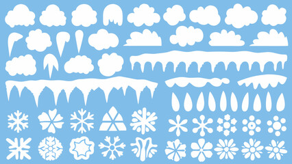 A collection of various white cloud and snow flake shapes © Sujit