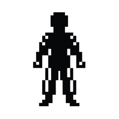 Fototapeta premium Retro Gaming House Key Pixel Art Silhouette Icon for Real Estate or Security Concepts