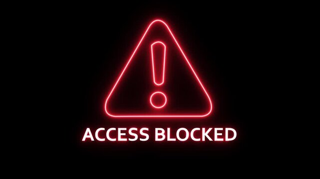 Access blocked alert Icon with binary code background. Attention grabbing icon highlights the importance of digital safety . on Black Background 4k animation
