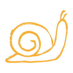 snail with shell, hand drawn crayon wax crayons, rough texture doodle garden animal for nature or slow living concept © Ydzv Dsgn