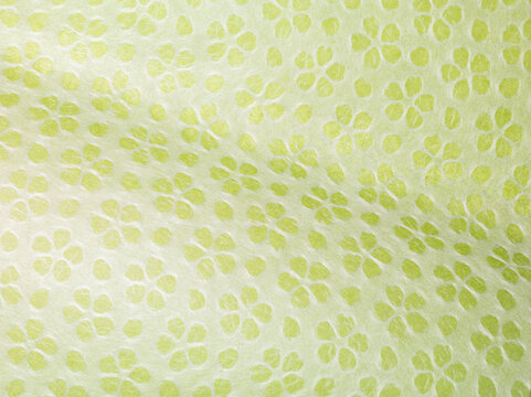 波打った桜柄の和紙　日本の色 　黄緑