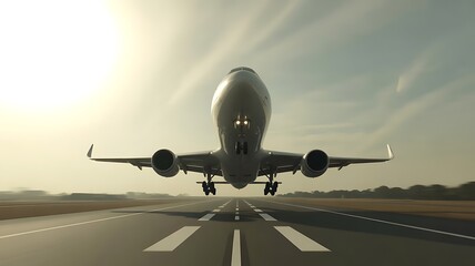 Obraz premium Airplane taking off on a runway