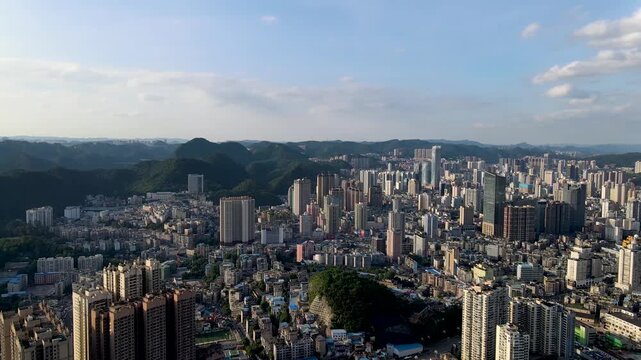 Guiyang Cityscape Aerial View with Surrounding Mountains
