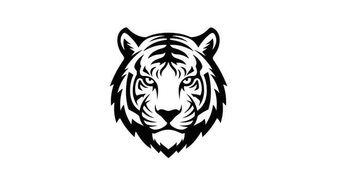 Bold black and white tiger head illustration