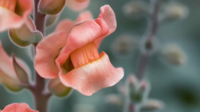 Macro view of a fuzzy succulent flower releasing pollen