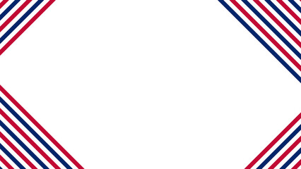 Obraz premium Background Patriotic Red And Blue Striped Frame Border With Diagonal Lines And White Center For Design