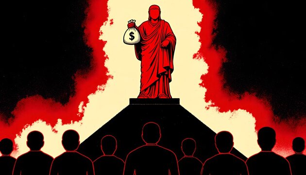 Symbolic Representation of False Idols and Materialism in Society