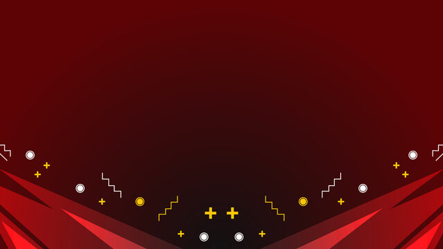 Red Abstract Geometric Background With Modern Tech Elements and Decorative Banner Accents