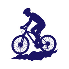 Obraz premium Mountain biker silhouette riding downhill on trails