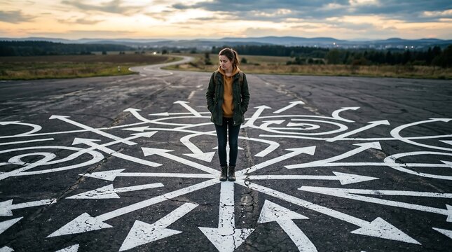 Thought-provoking photos charting life's complex decisions and multiple paths forward for a lone individual