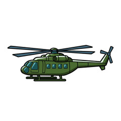 Fototapeta premium Stylized side view of a sturdy green helicopter, an iconic symbol of powerful air transportation and crucial rapid deployment for various missions Vector Design Illustration.