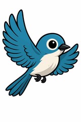 Obraz premium Blue cartoon bird flying isolated on white background vector illustration