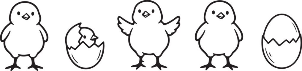 Set of 5 chick icons vector © Ripon