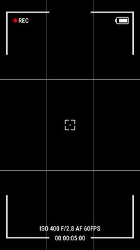 Camera viewfinder frame vertical, recorder screen alpha channel, tracking overlay camcorder recording
