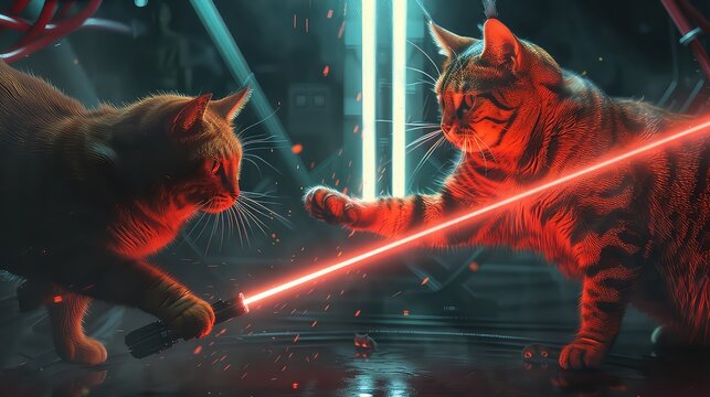 jedi cats duel,, AI generated
