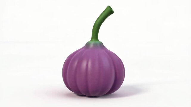 3d rendered purple pumpkin model on white background animated mockup with textured surface and green stem loop