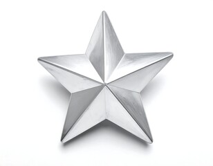 Obraz premium A shiny silver star with sharp points and a subtle shadow