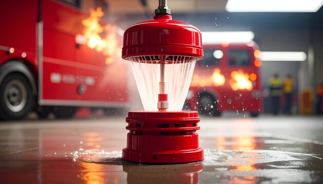 Automatic sprinkler system activates during a fire emergency