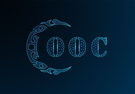 Low poly letter logo OOC design. OOC letter logo low poly vector design on blue color gradient background. OOC logo low poly design