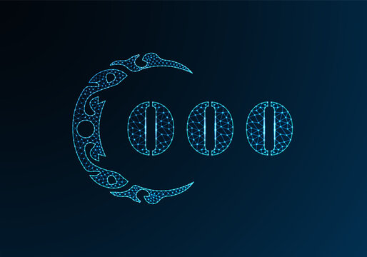 Low poly letter logo OOO design. OOO letter logo low poly vector design on blue color gradient background. OOO logo low poly design