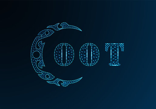 Low poly letter logo OOT design. OOT letter logo low poly vector design on blue color gradient background. OOT logo low poly design