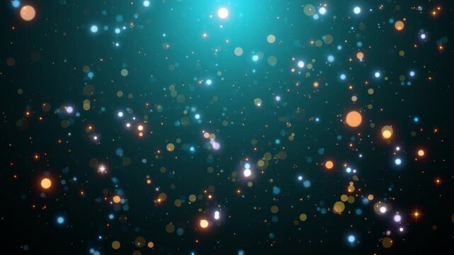 teal blue sparkle dust particles holiday background loop