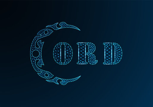 Low poly letter logo ORD design. ORD letter logo low poly vector design on blue color gradient background. ORD logo low poly design