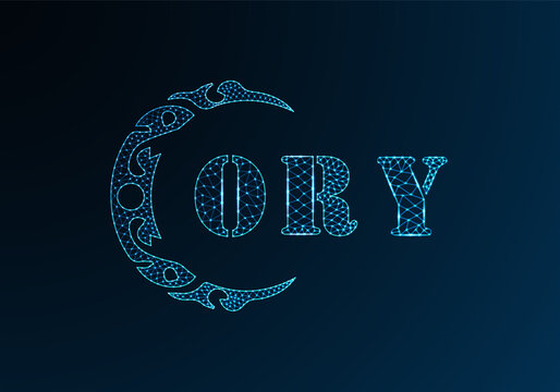 Low poly letter logo ORY design. ORY letter logo low poly vector design on blue color gradient background. ORY logo low poly design