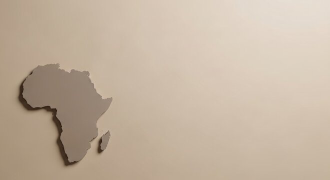 Minimalist 3D map cutout of Africa continent on beige background