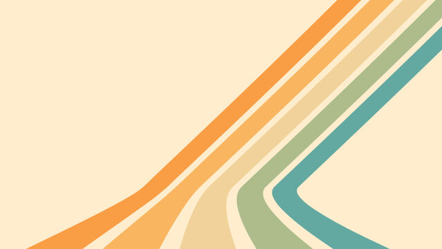 Abstract background of rainbow groovy Wavy Line design in 1970s Hippie Retro style. Vector pattern ready to use for cloth, textile, wrap and other.