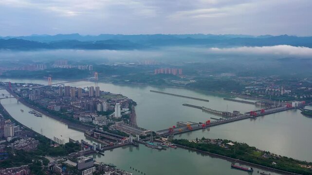 Three Gorges Dam Aerial View, Yangtze River, China