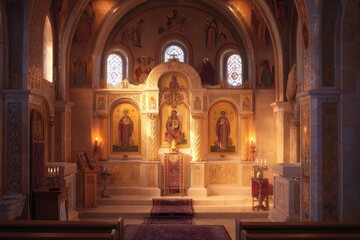 Chapel's Serene Golden Icon Interior