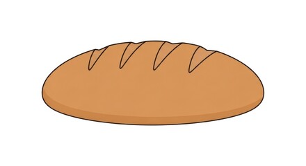 Freshly baked bread loaf illustration isolated on a clean white background