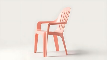 decade. Vintage pastel plastic chair in a retro 70s design, presented in a minimalist side view. lifestyle magazines.