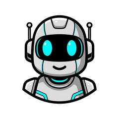 Fototapeta premium Charming robotic assistant cartoon character representing smart artificial intelligence technology mascot for mobile apps user interface icons and futuristic branding